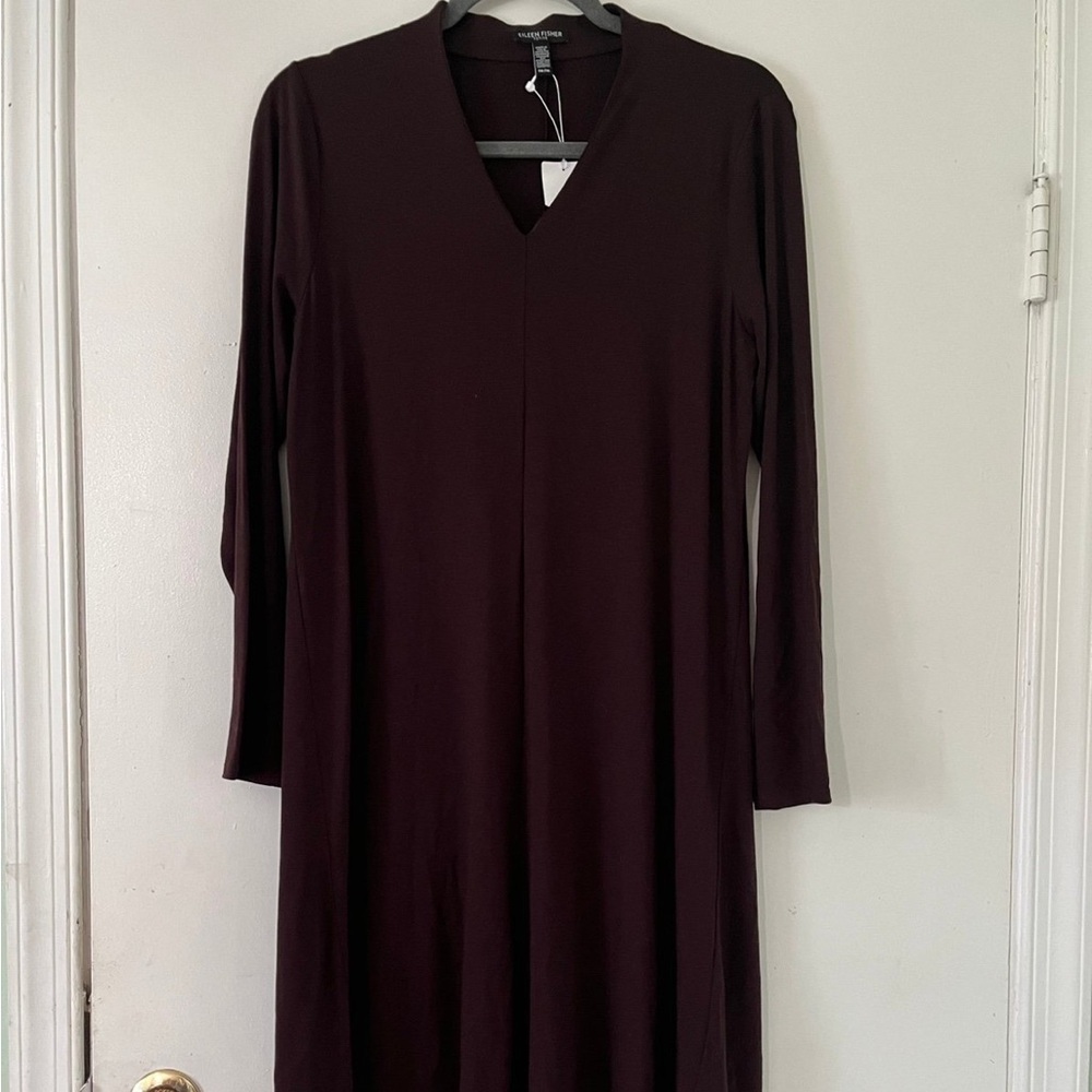 Eileen Fisher Womens Brown Basic Viscose Dress PM NWT